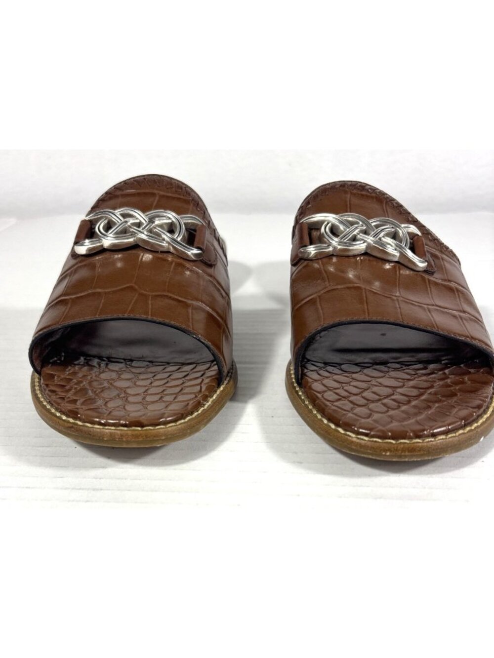 Brighton Nola Brown Leather Slides Sandals Slip On Size 7.5 - Picture 2 of 11